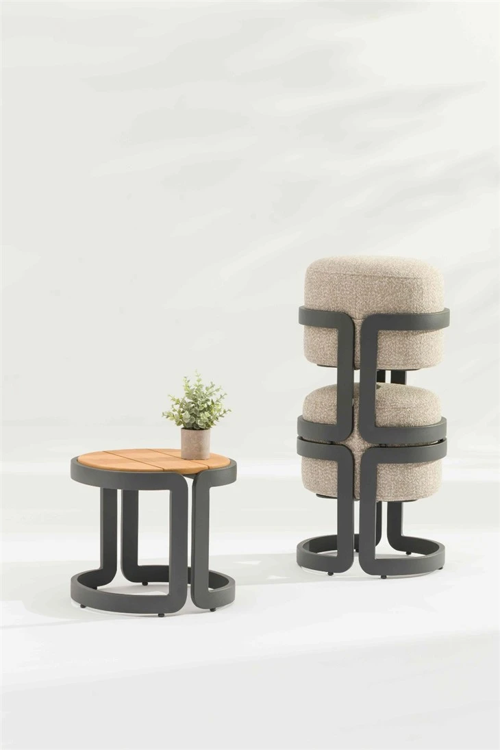 Modern Outdoor Stool & Side Table Set - Durable Aluminum & Teak Design price