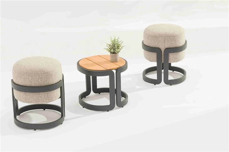 Modern Outdoor Stool & Side Table Set - Durable Aluminum & Teak Design best
