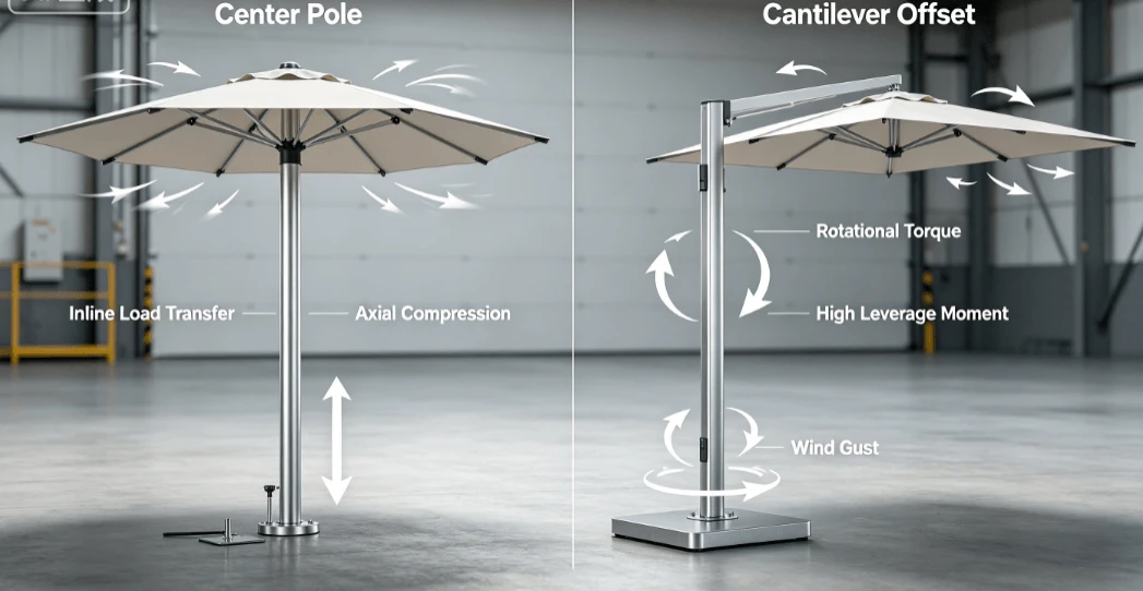 Cantilever vs Center Pole Umbrella: High Wind Resistance Guide Cantilever vs Center Pole Umbrella: High Wind Resistance Guide