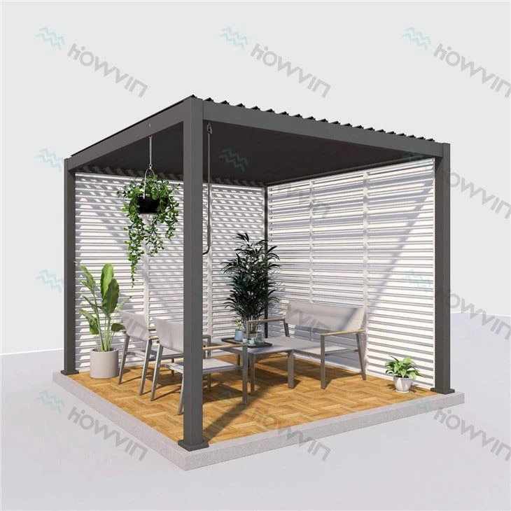 Metal Pergola With Retractable Roof And Sides